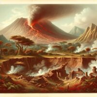 "Imagen del volcán descubierto tras la erupción de 1831, mostrando su majestuosidad y las huellas del evento histórico, destacando la fauna y flora recuperadas, en el contexto del artículo 'El Misterio Resuelto: Descubrimiento del Volcán Tras la Erupción de 1831'."