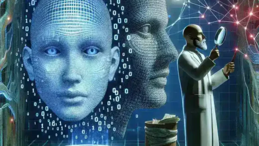 "Equipo de investigación trabajando en tecnologías avanzadas para identificar y contrarrestar deepfakes, en un laboratorio moderno con pantallas de análisis y datos en tiempo real."