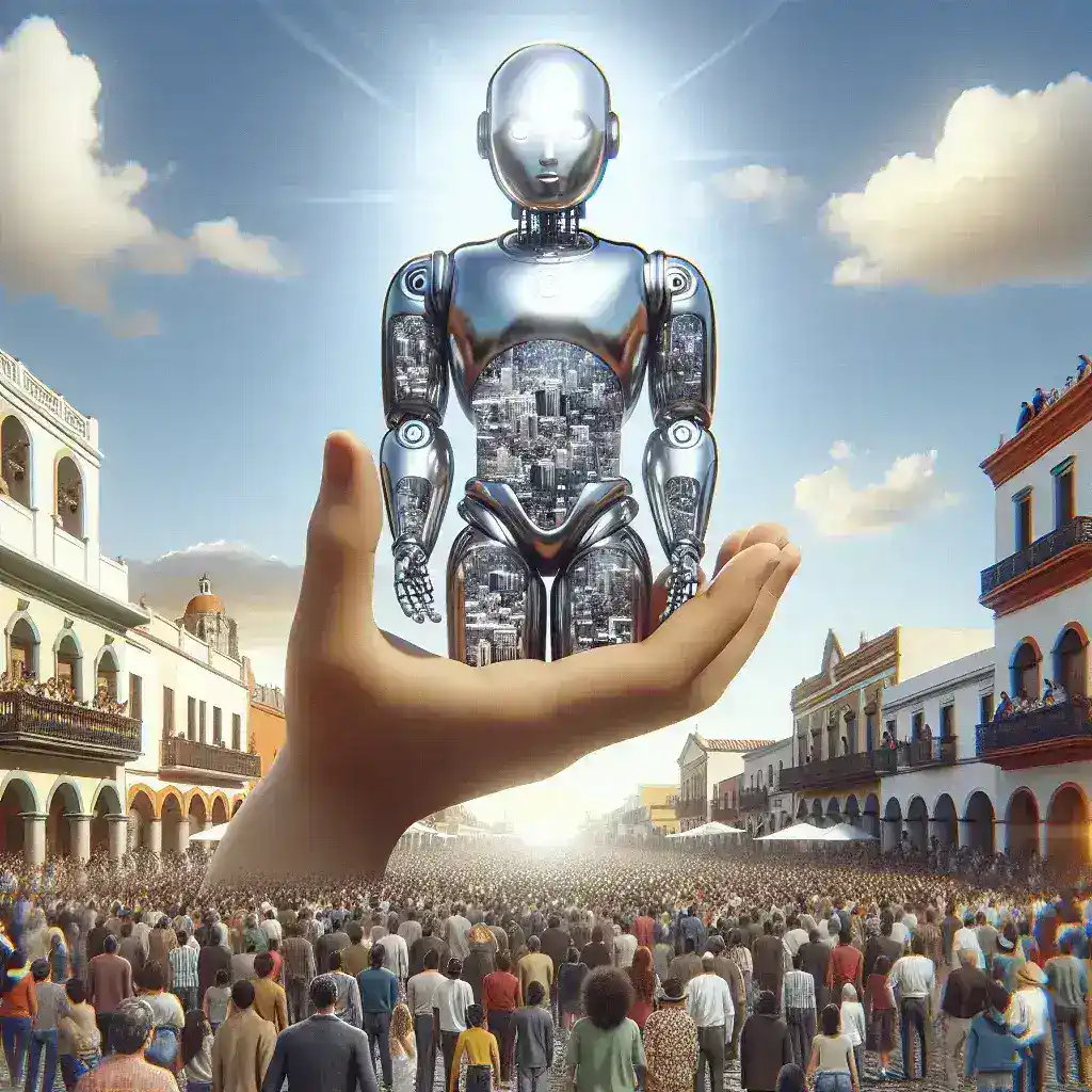 "Infografía que muestra resultados de encuestas sobre el apoyo popular a la regulación de la Inteligencia Artificial en Latinoamérica, destacando estadísticas y opiniones de ciudadanos de varios países de la región."
